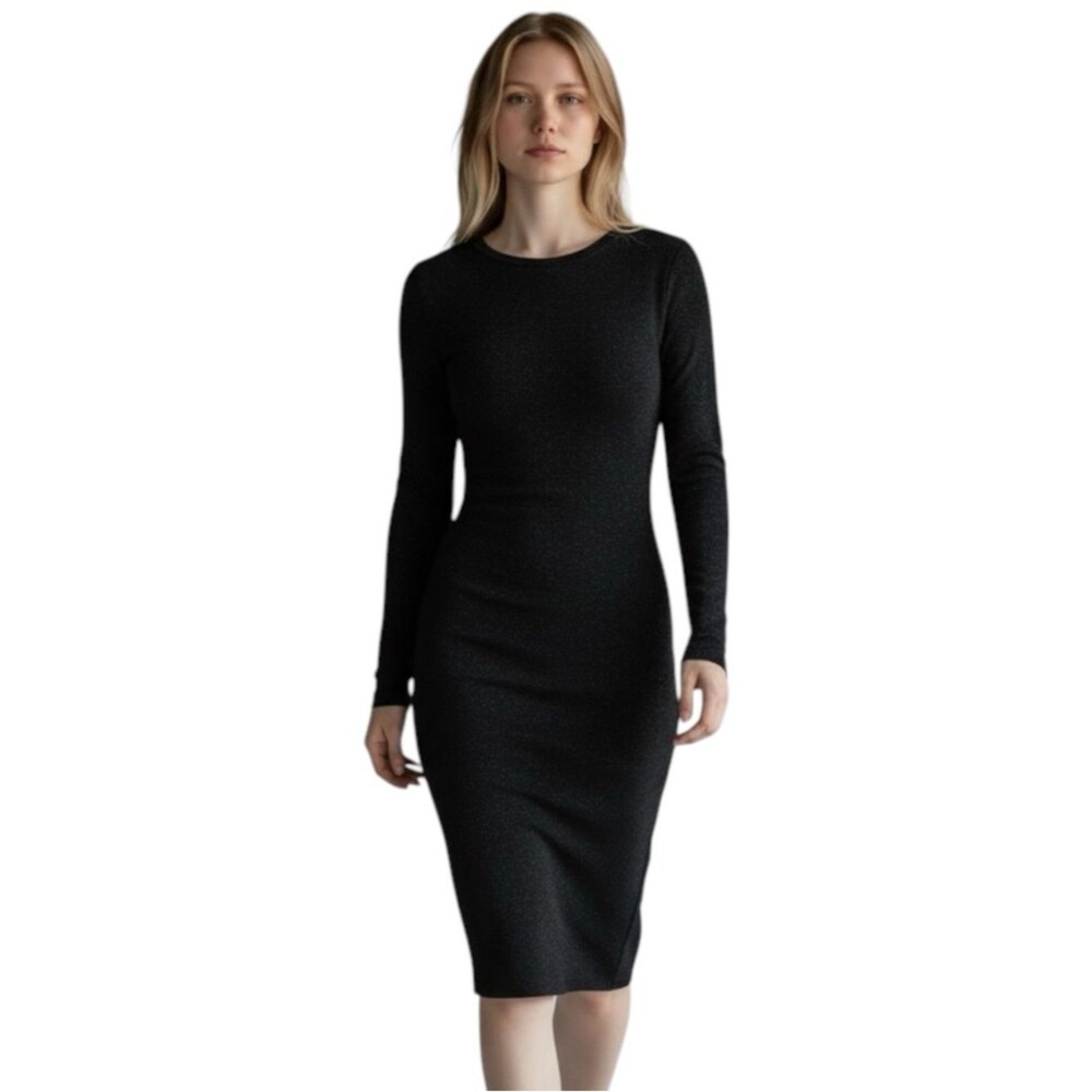 Rachel Zoe Black With Metallic Silver Sweater Dress Size S WhimsiGoth